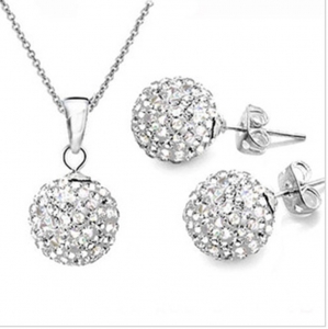 Kette und Ohrringe aus Strass Schmuckset mit Shamballa Anhnger Damenschmuck